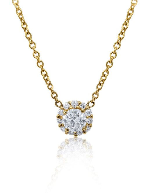 14K Yellow Gold Diamond Pendant With Chain V0376