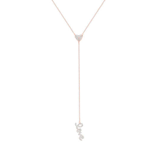 14K Classy Rose and White Gold Heart and Love Design Necklace V0145