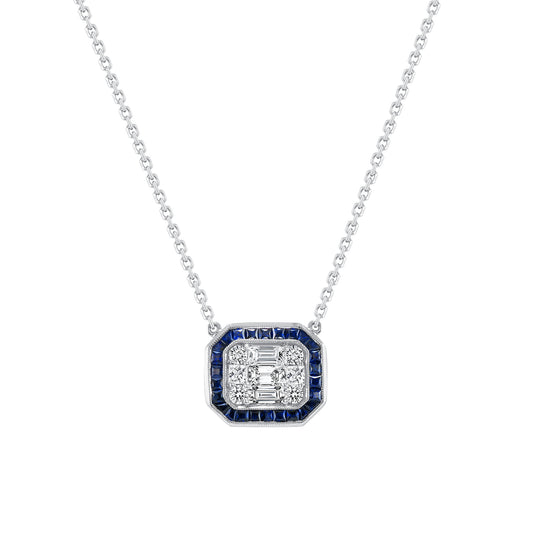 BLUE SAPPHIRE WITH DIAMOND NECKLACE V0115