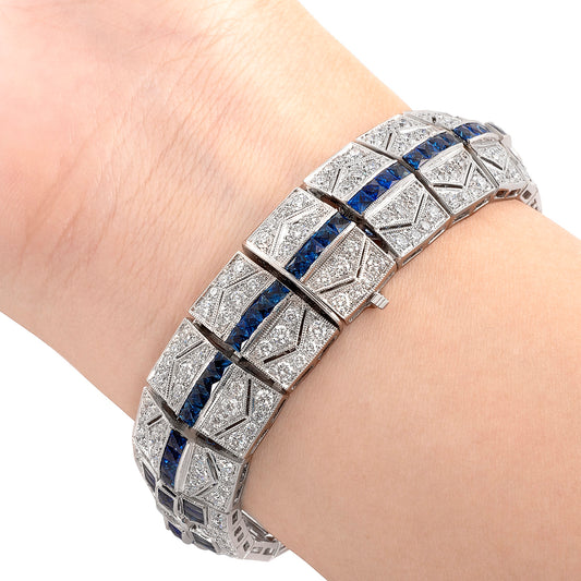 18K Blue Sapphire & Diamond Bracelet