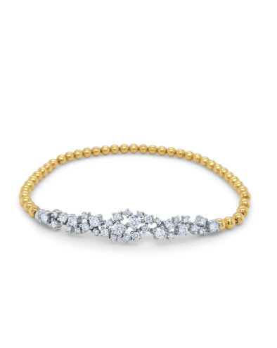 18K Yellow Gold Beaded Bangle Bracelet